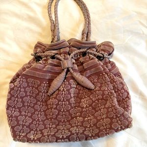 Bottega Veneta pink velvet and leather handbag